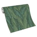 Tapet med blade, mønstret tapet, Erismann Martinique grøn non-woven tapet