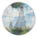 Glasbillede - Monet - Kvinde med parasol - Madame Monet og hendes søn - Rund