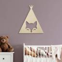 Decoración en madera chopo - tipi - zorro