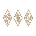 Decoración en madera Juego de hojas de Ginkgo - forma de diamante - MDF naturaleza (3 piezas)