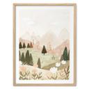 Plakat pastel bjerglandskab med blomster - Treechild