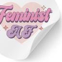 Vinilo decorativo feminista AF corazón rosa - redondo