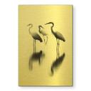 Geborsteld Alu-Dibond met goud-, zilver- & kopereffect - Reigers in ochtendmist - Treechild