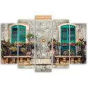 5 stykke lærredstryk Street Italy vinduesblomster