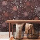 tapet blomst rød lilla - blomstertapet blade - abstrakt natur tapet 