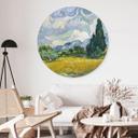 Vægcirkel Van Gogh - Hvedemark med cypresser – print på aluminium (Alu-Dibond)