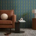 Geometrisk art deco-tapet mørkeblåt guld - moderne tapet med mønster - ikke-vævet tapet