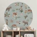Vinilo decorativo cervatillo y amigos del bosque - animales para niños - azul - Kikki Belle - Redond
