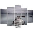 5 stykke lærredstryk Pier Lake Landskabsbillede