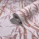 Ikke-vævet tapet i beige, orange bambusblade, blomstret natur 