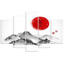Lærred print 5 styk, Japan bjerge sol