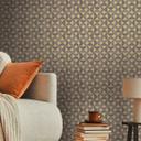Papel pintado con motivo de ondas y líneas gris dorado - papel pintado gráfico no tejido de aspecto retro