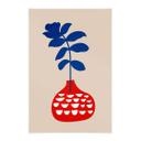 Póster de tela Kubistika - Flor silvestre en jarrón rojo