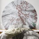Papel pintado Copas de árboles con hojas rojas - Papel pintado Bosque redondo - Coman - Papel pintad