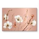 Geborsteld Alu-Dibond met goud-, zilver- & kopereffect - Tere aquarelbloemen