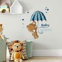 Wallsticker - Navn + baby i blå