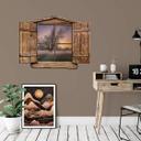 3D Wallsticker trævindue - Cuadrado - Tågen