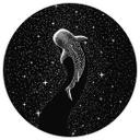 Fotomural de dormitorio - Tiburón ballena en el océano de estrellas - Cakir - Redondo - Papel pintad