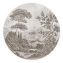 Wanddecoratie Landschap met tuinlandschap in beige - Ms Tiff - Alu-Dibond Rond