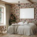 Papel pintado no tejido gris verde violeta flores plantas floral naturaleza moderno 