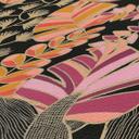 Papel pintado hojas negro naranja rosa - papel pintado tejido-no tejido plantas de la jungla