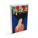Cuadro de madera de una mujer con flores en el pelo - Hülya