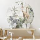 Muursticker jungle dieren op een Afmeting - Ms Tiff - Rond