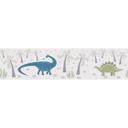 Dinosaur kant børneværelse beige grøn blå - dekoration med forhistorisk motiv