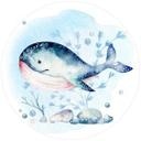 Sticker mural Kvilis - En voyage avec la baleine - Rond