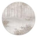 Wanddecoratie Bos aan het meer in beige mist - Ms Tiff - Alu-Dibond Rond