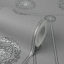 Versace ikke-vævet tapet base border medusahoved grå sølv metallic