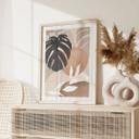 Botanik Plakat Boho Monstera Plante i naturlige toner - Melloi Art Prints