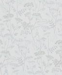 Papel pintado no tejido flores, hojas naturaleza floral en gris