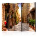 Screen room divider - Farverig gade i Toscana, 3-delt