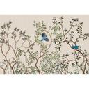 Asiatisk fugletapet på grene - beige non-woven tapet med naturmotiver