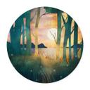 Póster Bosque mágico al atardecer - SpaceFrog Designs - Redondo