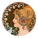 Sticker mural Mucha - La plume - Rond