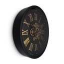XL steampunk-vægur med roterende tandhjul og romertal | Ø46 cm