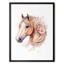 Póster Caballo boho con crin de flores | Retrato de caballo para la habitación de los niños