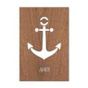 Décoration en bois - Ahoi avec ancre - Placage d'acajou