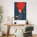Lienzo Mujer con vestido de flores y mariposa - Hülya