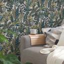 jungle tapet blade planter grøn blå hvid - mønstre non-woven tapet