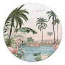 Tableau sur alu-Dibond rond Kikki Belle - Oasis de flamants roses