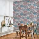 Papel pintado tejido-no tejido floral con árboles beige gris - papel pintado con aspecto de acuarela rojo azul