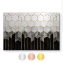 Geborsteld Alu-Dibond met goud-, zilver- & kopereffect - Hexagonen: zwart en grijs - Fredriksson