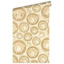 Versace non-woven tapet i guld og hvidt luksus design tapet med medusa hoveder