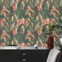 palme blade tapet beige grøn - blomstret non-woven tapet jungle motiv