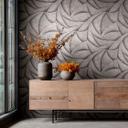 Papel pintado no tejido en negro, bronce ondas de aspecto 3D gráfico moderno