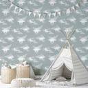 Børnetapet, non-woven tapet med illustration Kids Walls grøn, hvid 