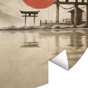Japansk tempel ved solopgang Fototapet - Roze - Round - vliesetapet/selvklæbende non-woven tapet